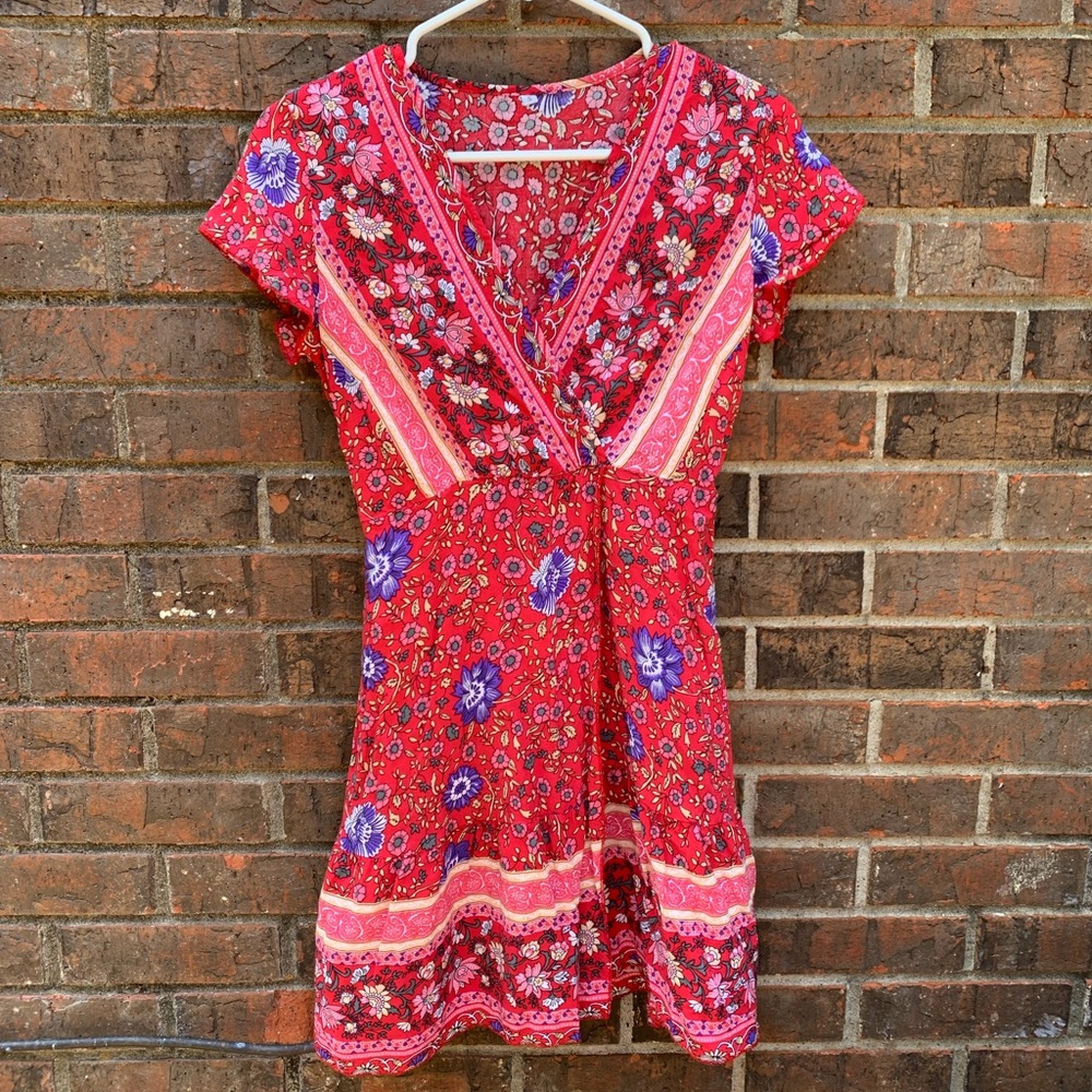 Red floral dress